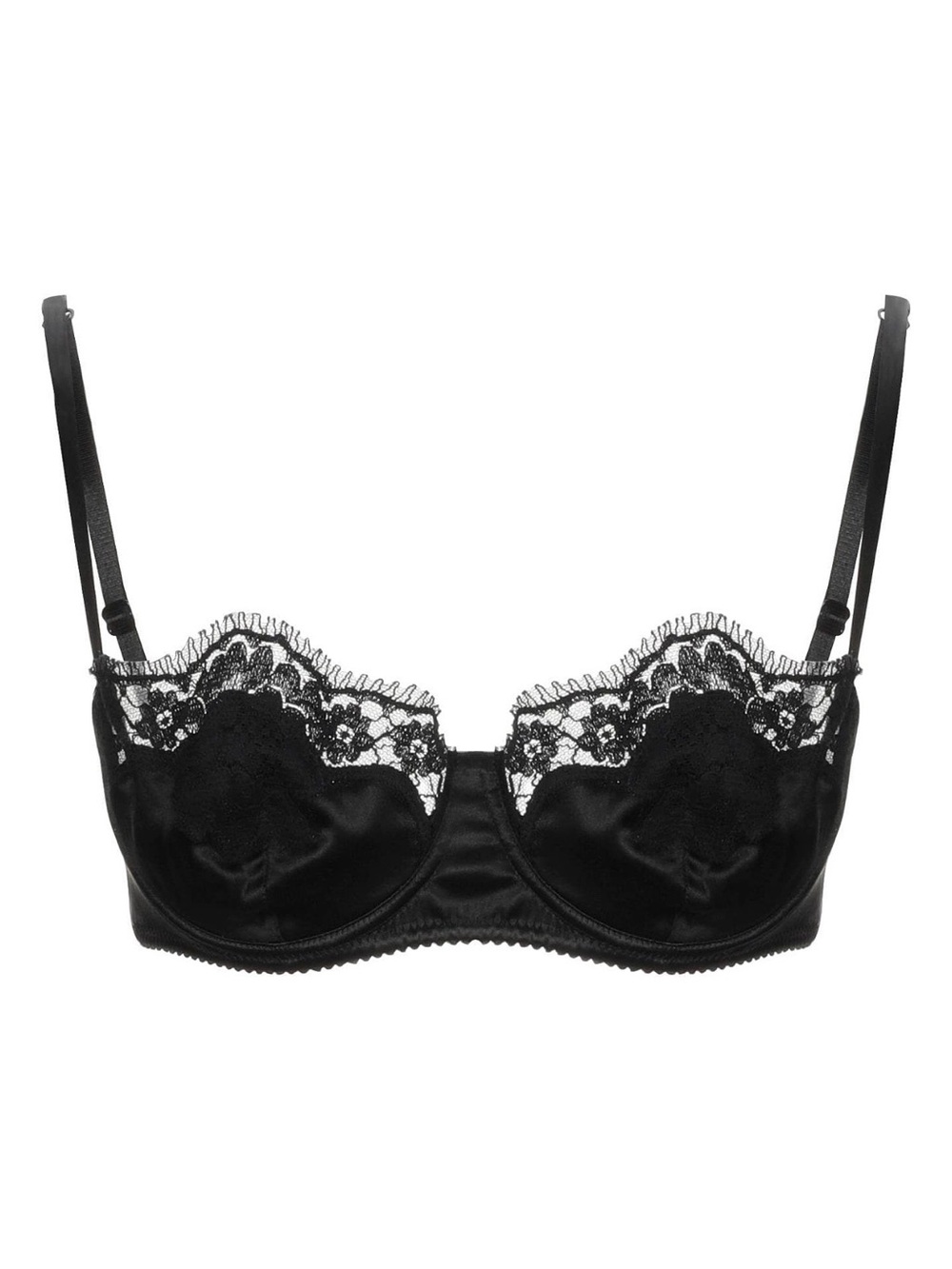 $545 DOLCE & GABBANA SATIN-FINISH BLACK UNDERWIRED SILK BRA SIZE IT 1B ( 32B )